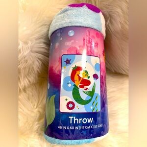 Disney The Little Mermaid Ariel Flounder Fleece Throw Blanket 44" X 60" NWT